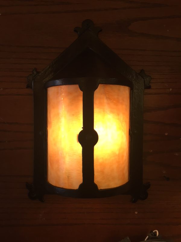 Early Cast Iron & Slag Glass Porch Light - Image 5