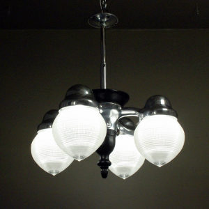 1920s Dental Chandelier /w Holophane Shades