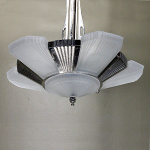 1930s Art Deco Slip Shade Chandelier