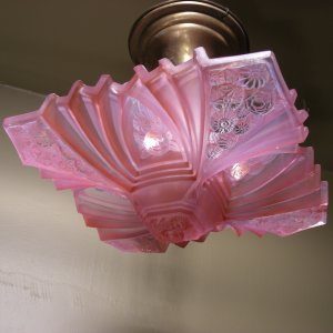 Pink Art Deco Consolidated Glass Light Fixture