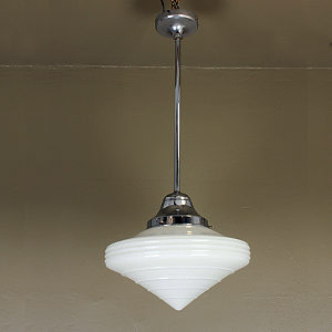 Art Deco Pendant with Milk Glass Shade