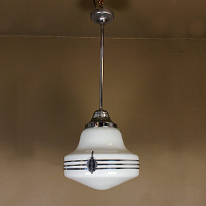 Art Deco Pendant with Chrome Accent Rings