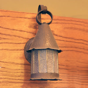 Arts and Crafts Copper & Leaded Glass Wall Sconce
