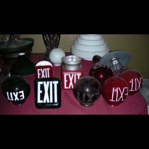 Art Deco Ruby Glass EXIT Light