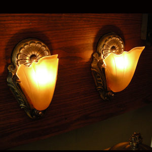 Pair of Art Deco Slip Shade Wall Sconces