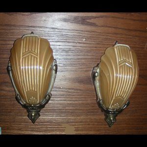1930s Art Deco Slip Shade Sconces