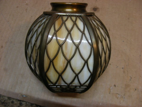 1915 HANDEL Brass Overlay Chandelier - Image 9