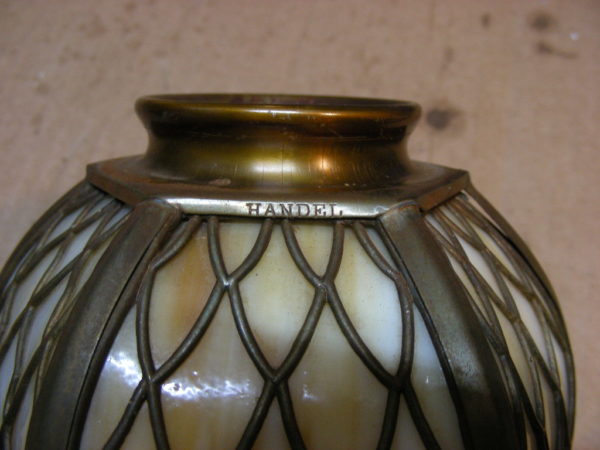 1915 HANDEL Brass Overlay Chandelier - Image 10