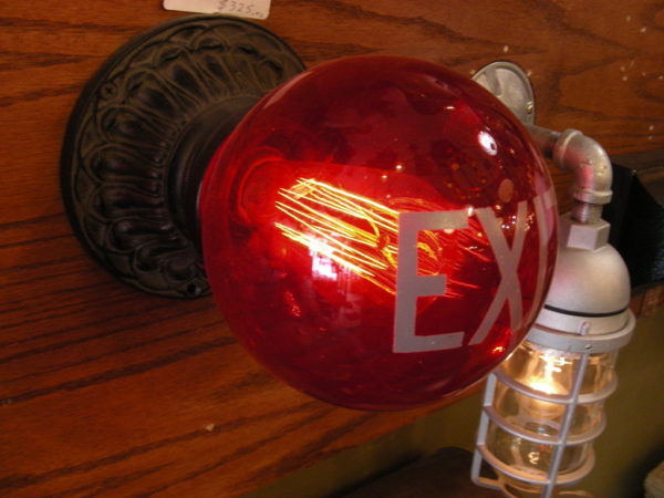 Art Deco Ruby Glass EXIT Light - Image 4