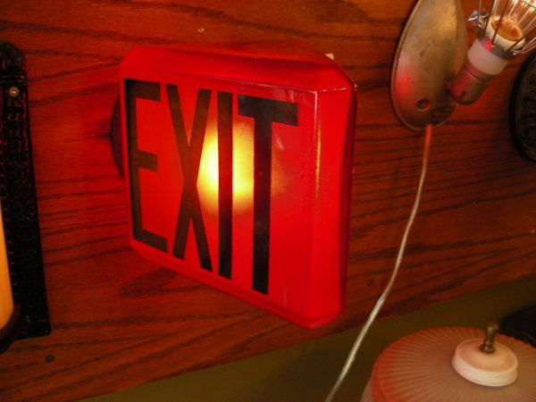 Art Deco Ruby Glass EXIT Light - Image 5