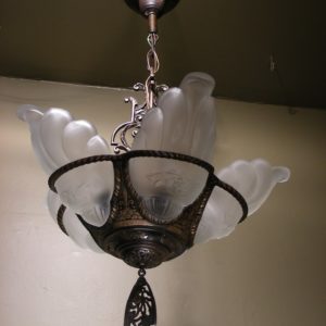 1920s Art Deco Slip Shade Chandelier