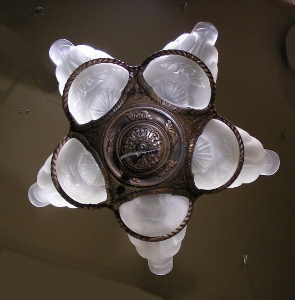 1920s Art Deco Slip Shade Chandelier - Image 2