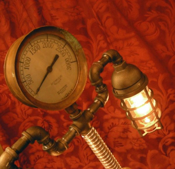 Custom Industrial Steampunk Style Table Lamp - Image 3