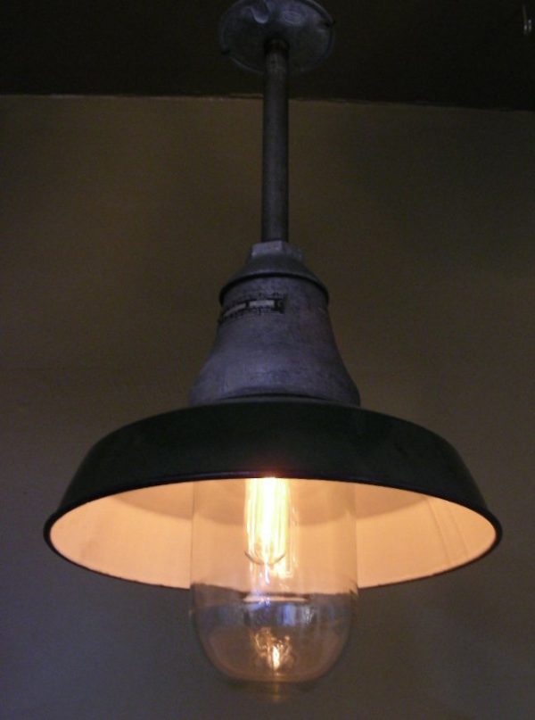 Green Enamel Industrial Pendant - Image 5