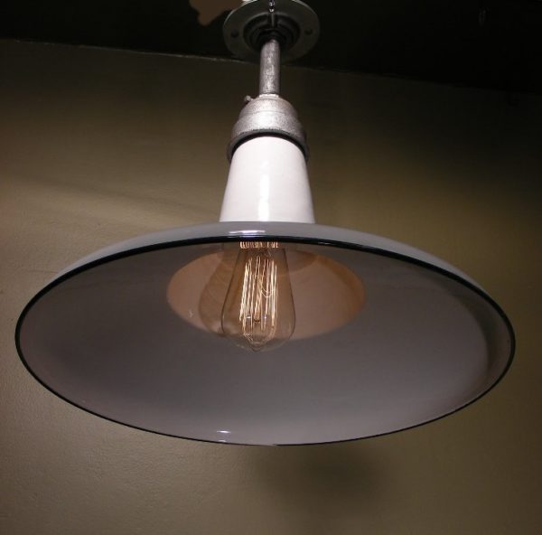 Vintage Porcelain Enamel Industrial Pendants