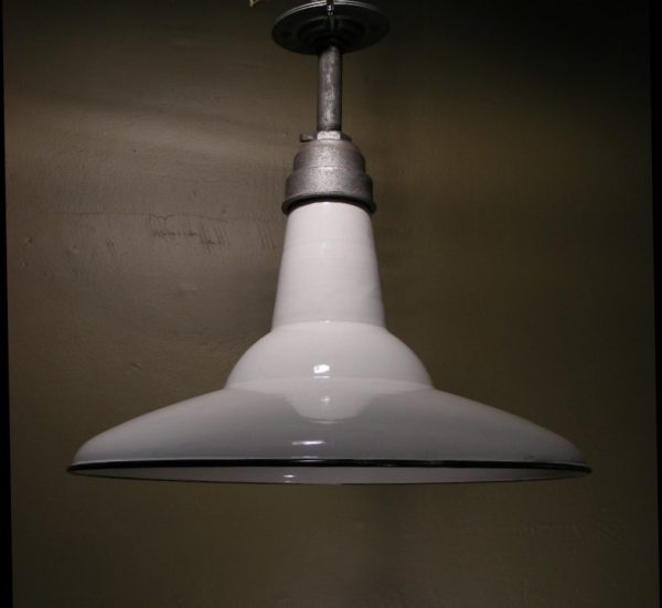 Vintage Porcelain Enamel Industrial Pendants - Image 2