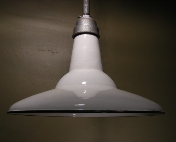 Vintage Porcelain Enamel Industrial Pendants - Image 4