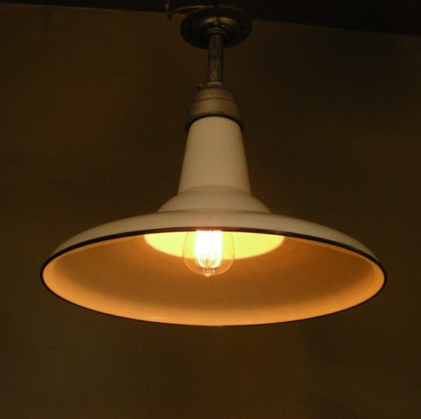 Vintage Porcelain Enamel Industrial Pendants - Image 6