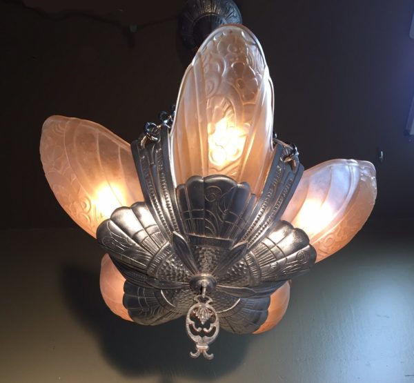 Art Deco Slip Shade Chandelier