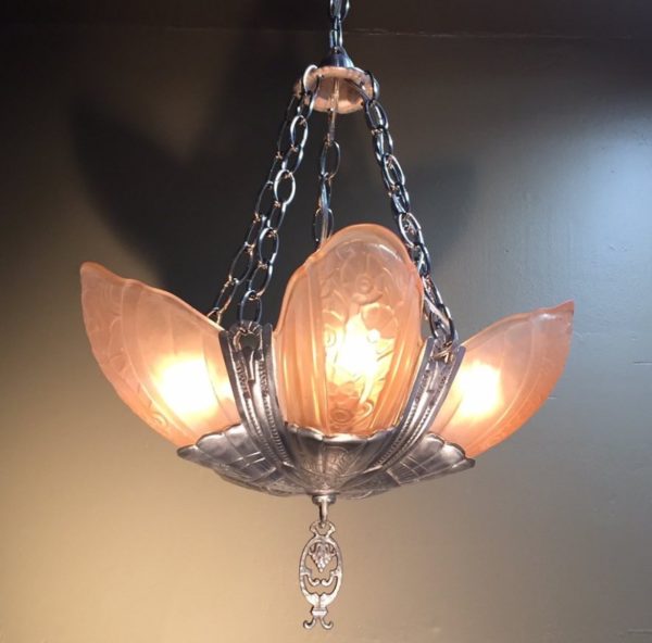 Art Deco Slip Shade Chandelier - Image 3