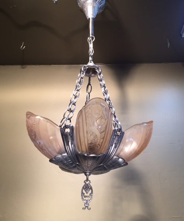 Art Deco Slip Shade Chandelier - Image 4