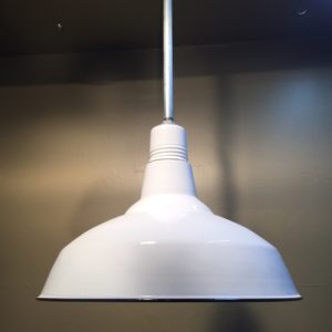Vintage 20" Industrial Porcelain Enamel Pendants