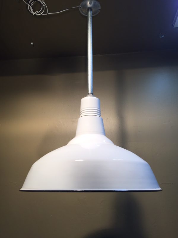 Vintage 20" Industrial Porcelain Enamel Pendants