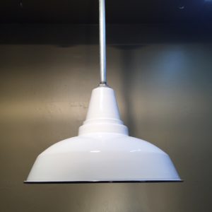 Vintage 18" Industrial Porcelain Enamel Pendants