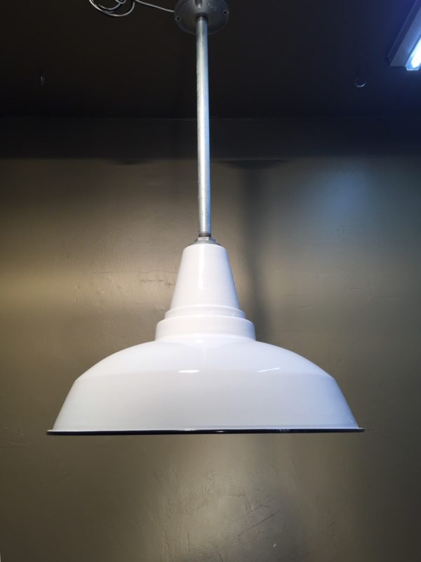 Vintage 18" Industrial Porcelain Enamel Pendants