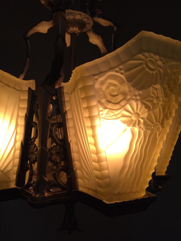 1920s Art Deco Slip Shade Chandelier - Image 6