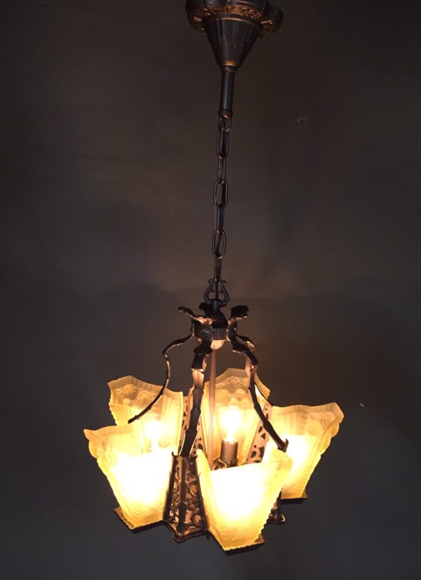 1920s Art Deco Slip Shade Chandelier - Image 9