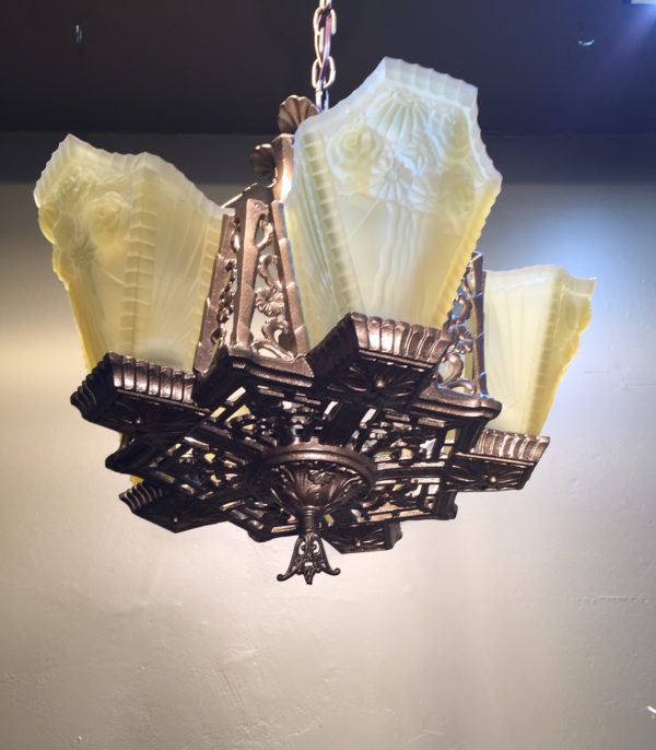 1920s Art Deco Slip Shade Chandelier - Image 10