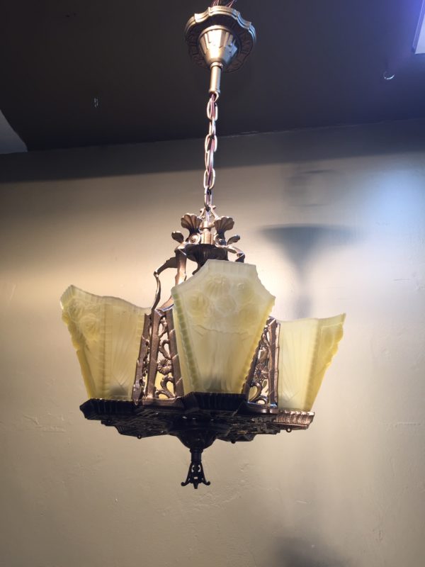 1920s Art Deco Slip Shade Chandelier - Image 11