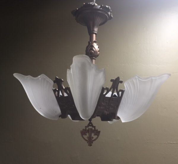 Art Deco Slip Shade Chandelier