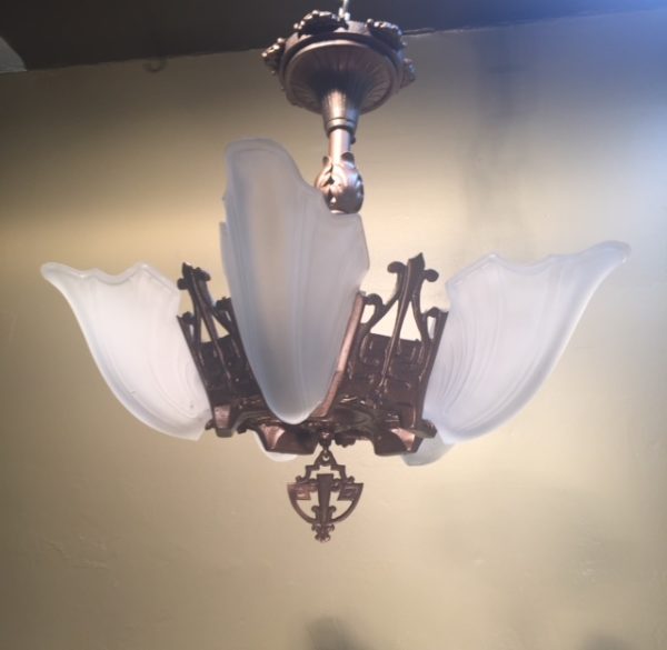 Art Deco Slip Shade Chandelier - Image 3