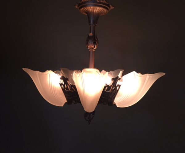 Art Deco Slip Shade Chandelier - Image 6