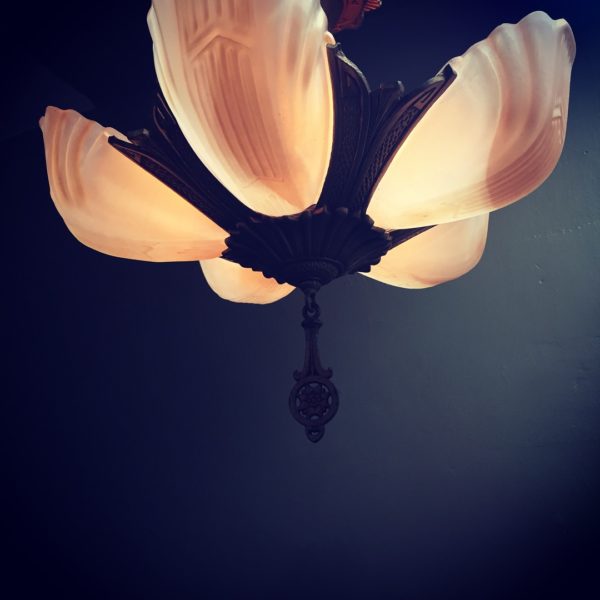 1930s Art Deco Slip Shade Chandelier - Image 5