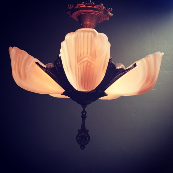 1930s Art Deco Slip Shade Chandelier - Image 6