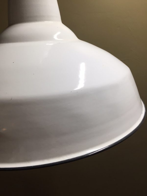 Vintage 20" Industrial Porcelain Enamel Pendants - Image 5