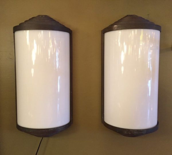 Pair of Large Bronze Art Deco Sconces