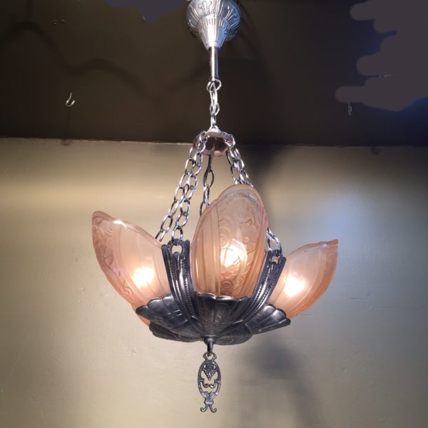 Art Deco Slip Shade Chandelier - Image 8