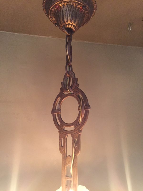 1930s Art Deco Slip Shade Chandelier - Image 7