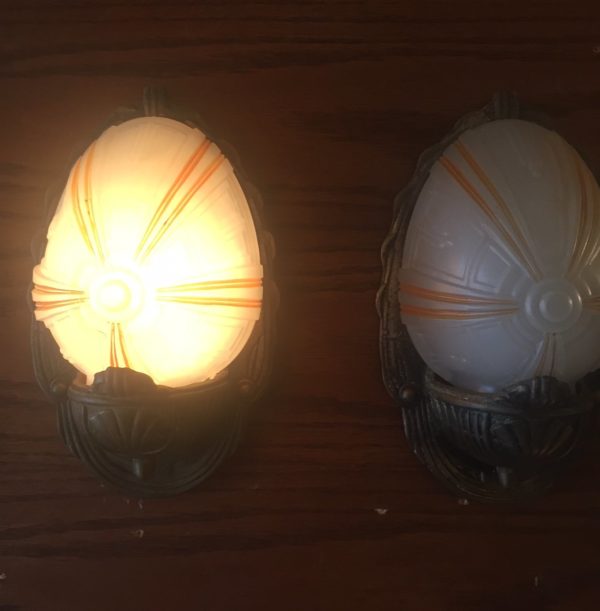 Pair of 1920s Art Deco Slip Shade Wall Sconces - Image 3