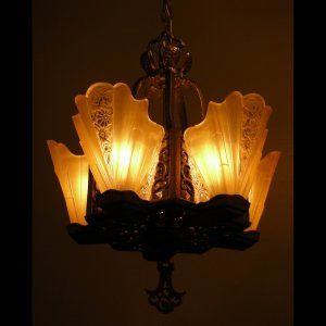 Art Deco Slip Shade Chandelier