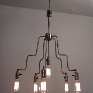 Custom Six Light Edison Bulb Chandelier