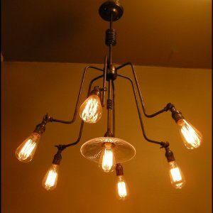 Custom Seven Light Industrial Steampunk Style Chandelier