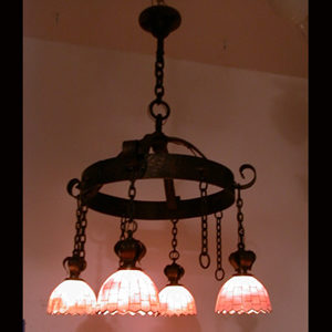 Early 1900s Hammered Iron Mission / Arts & Crafts Chandelier