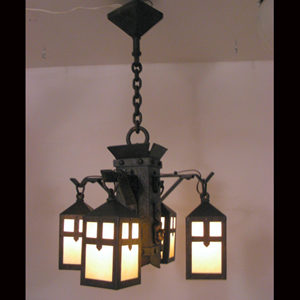 Early 1900s Arts & Crafts Monk Head Chandelier