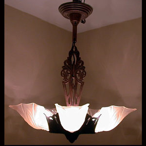 1930s Art Deco Slip Shade Chandelier