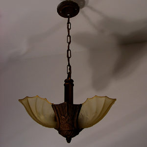 1930s Art Deco "Batwing" Slip Shade Chandelier